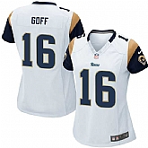 Glued Women Nike St. Louis Rams #16 Jared Goff White Team Color Game Jersey
